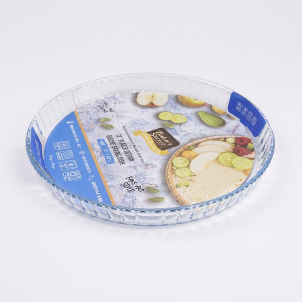 Round Baking Dish Bakers Secret Fishbone Design 12"