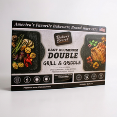 Baker's Secret Cast Aluminum Double Grill and Griddle - 15.51×11.22"
