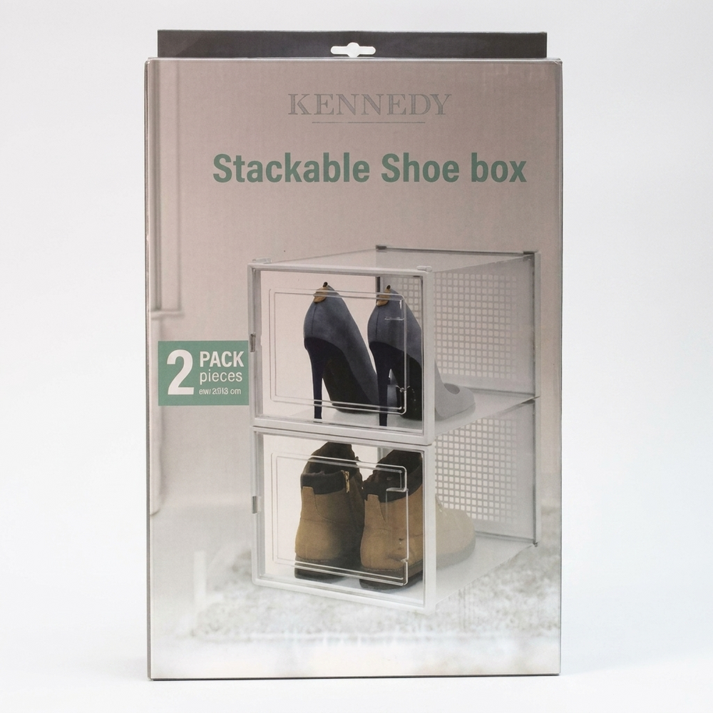4Pk Shoe Box Kennedy Home Collection Stackable 35x25x18.7cm