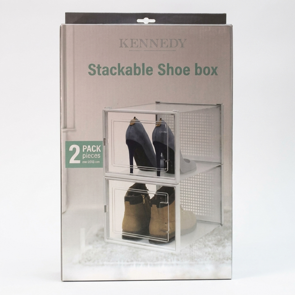 4Pk Shoe Box Kennedy Home Collection Stackable 35x25x18.7cm