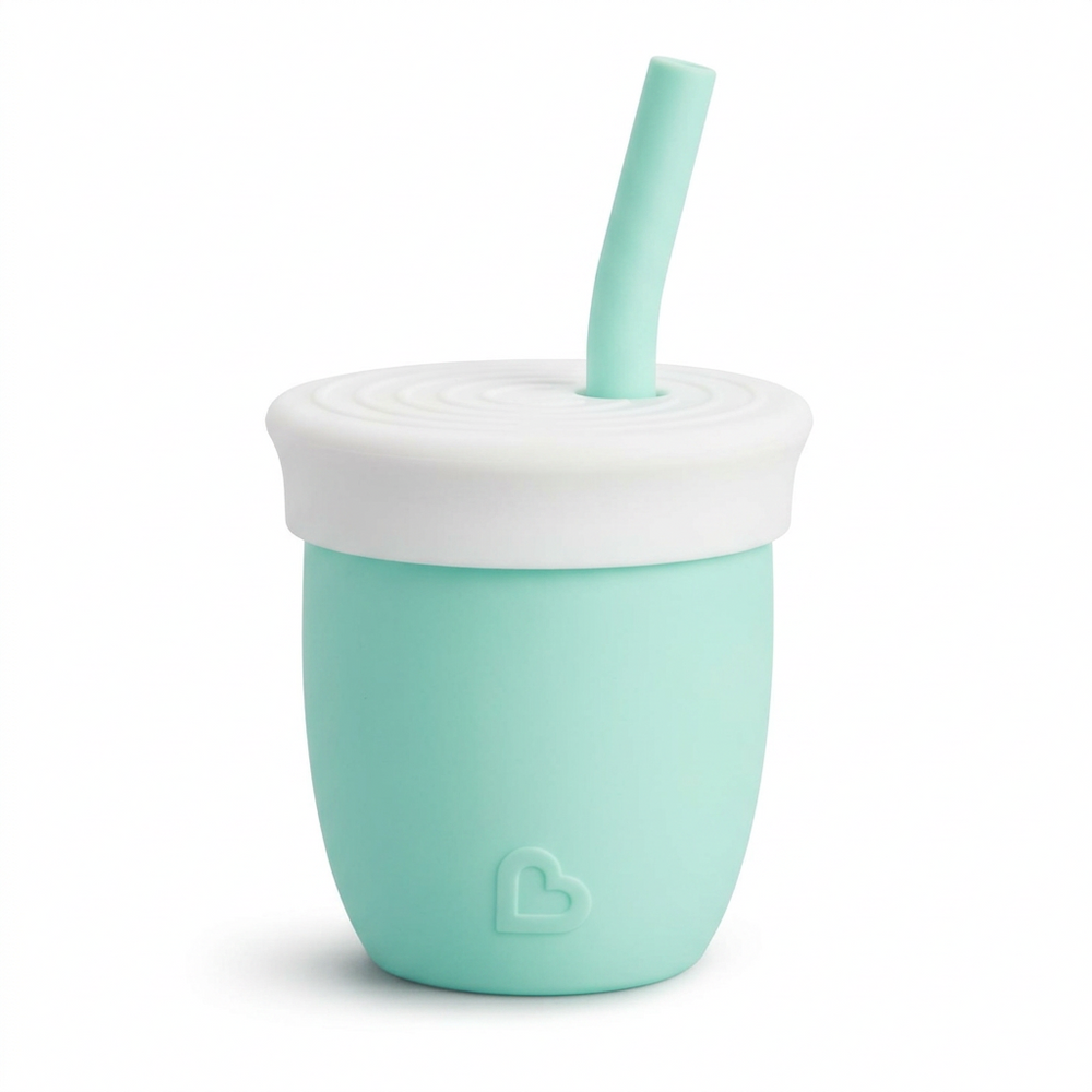 Munchkin® C’est Silicone! Open Training Cup with Straw for Babies and Toddlers 6 Months+, 4 Ounce, Mint