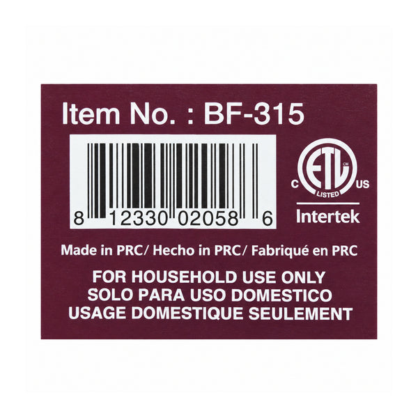 Barcode and product information label for Brentwood Buffet Server model BF-315
