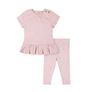 Gerber 2-Piece Baby Girl Pink Short Sleeve Top & Leggings (12 months)