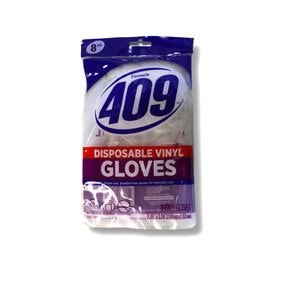 8-Pack Disposable White Vinyl Gloves